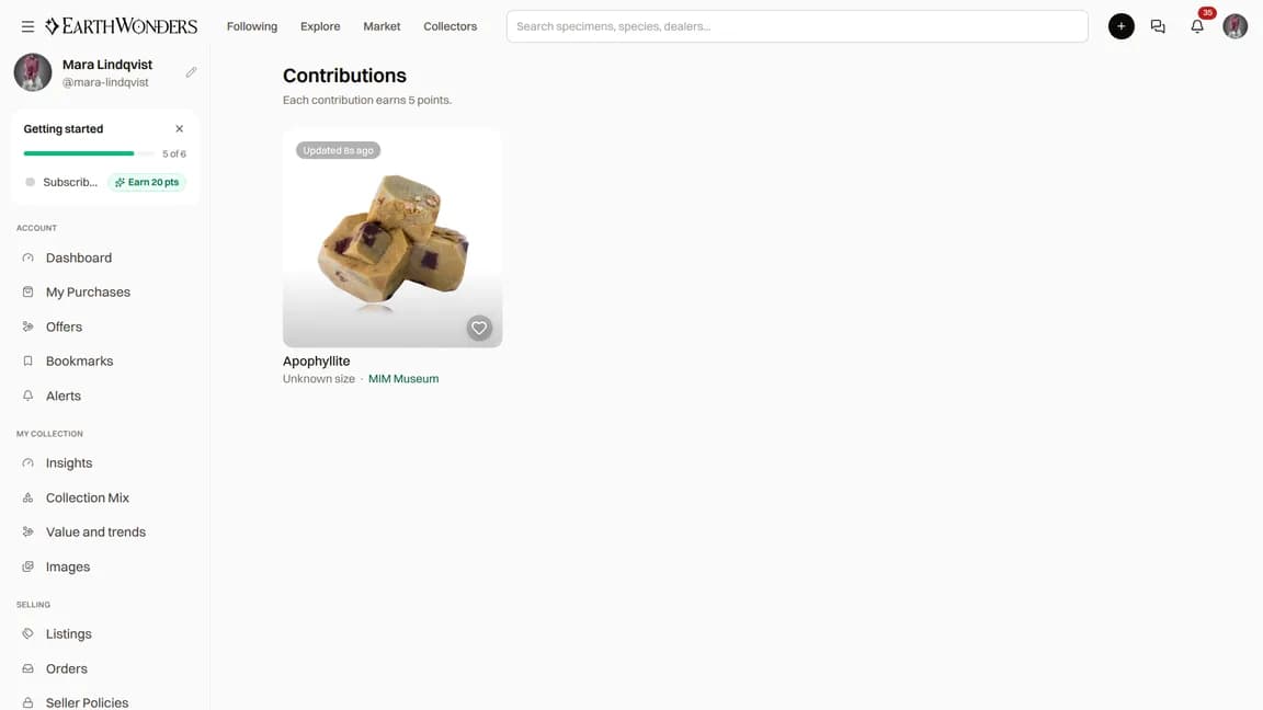 Your Contributions page listing the records you have improved