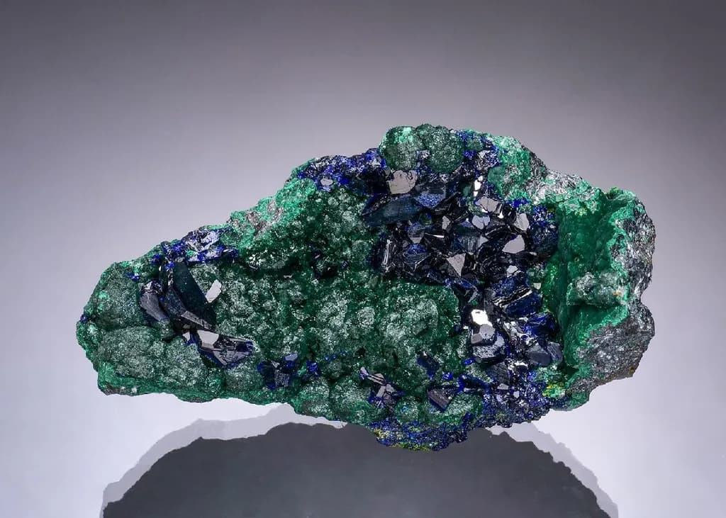 Azurite on Malachite